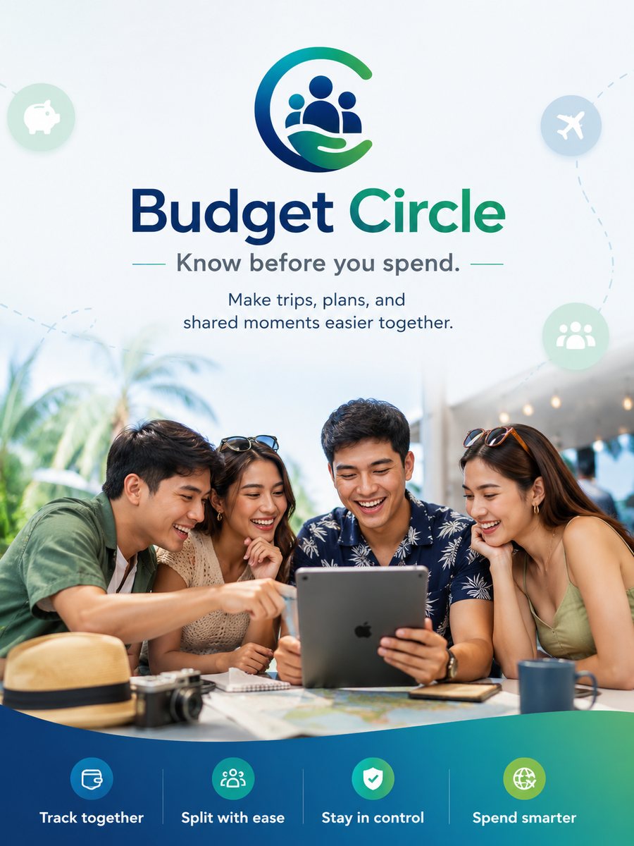 Friends planning a shared budget together on a tablet with Budget Circle